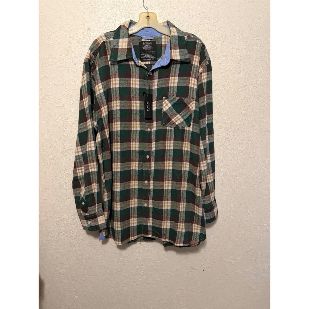 Bogari Woman XXL Green Plaid Long Sleeve Button Down Flannel Shirt New With Tags
